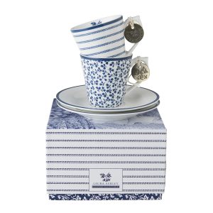 Laura Ashley Blueprint, SET/2 ESPRESSO CUP & SAUCERS IN GIFTBOX