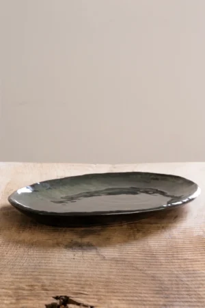 Organic Servies - serveerschaal/bord groot GROEN 34x23 cm