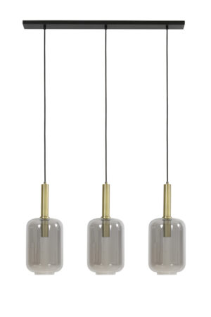 2946184 - Hanglamp 3L 100x22x32 cm LEKAR antiek brons+smoke glas