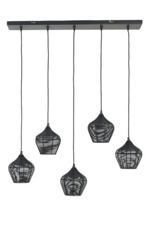 Light & Living - 5-lichts Hanglamp ALVARO 100cm - Zwart