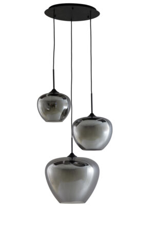 2958612 - Hanglamp 3L Ø40x160 cm MAYSON smoke glas-mat zwart