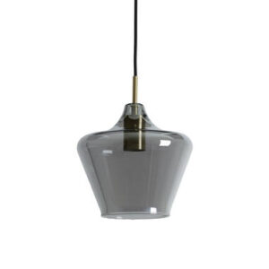 Hanglamp Ø22x21 cm SOLLY antiek brons+smoke glas