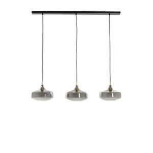 Hanglamp 3L 120x30x21 cm SOLNA antiek brons+smoke glas