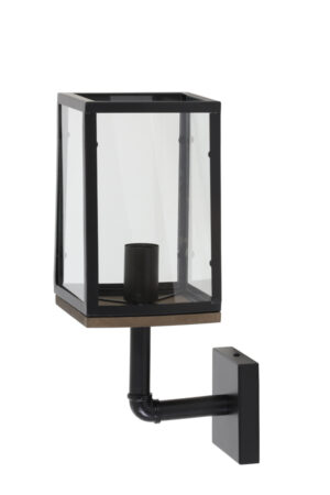 Light & Living Wandlamp 16,5x22,5x44 cm CORBELIA mat zwart+helder glas Light en Living