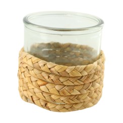 Tealight holder waterhyacinth with glass  Natural