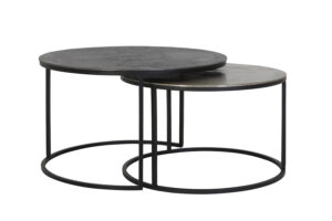 Light & Living 6712111 - Salontafel S/2 Ø67,5x39,5+Ø75x45 cm TALCA ruw lood+ant. lood