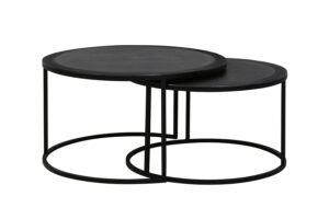 Light & Living 6722615 - Salontafel S/2 Ø67,5x39,5+Ø75x45 cm TALCA lood antiek edge