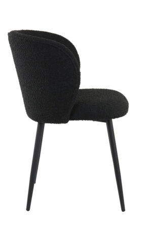 6772912 - Eetkamerstoel 56x55x79 cm ELYNA bouclé zwart-mat zwart