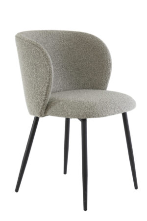 6772927 - Eetkamerstoel 56x55x79 cm ELYNA bouclé grijs bruin-mat zwart