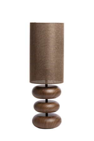 Light & Living - Tafellamp DANIALO 67,5cm - creme/houtlook donker