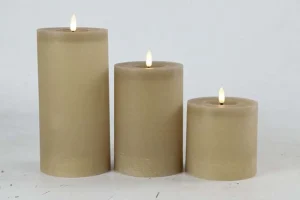 Stompkaars rustiek Ø10CM LED Lyon beige/taupe - 3 maten