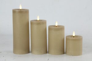 Stompkaars rustiek Ø7,5CM LED Lyon beige/taupe - 4 maten