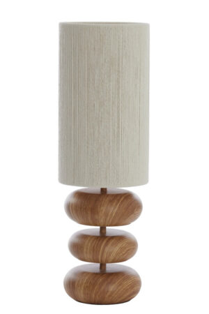 Light & Living - Tafellamp DANIALO 67,5cm - creme/houtlook