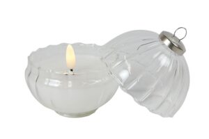 Kaars in kerstbal LED Lyon helder glas - 2 stuks