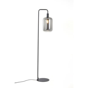 LIGHT & LIVING VLOERLAMP 32X28X155 CM LEKAR ZWART+SMOKE GLAS HOOG