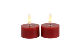 Theelicht rustiek Ø4CM LED Lyon set van 2 rood
