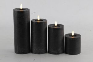 Stompkaars rustiek Ø7,5CM LED Lyon zwart - 4 maten